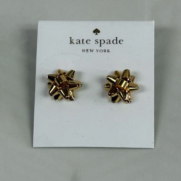 New Kate Spade Bourgeois Bow Goldtone Stud Earrings - Picture 2 of 5